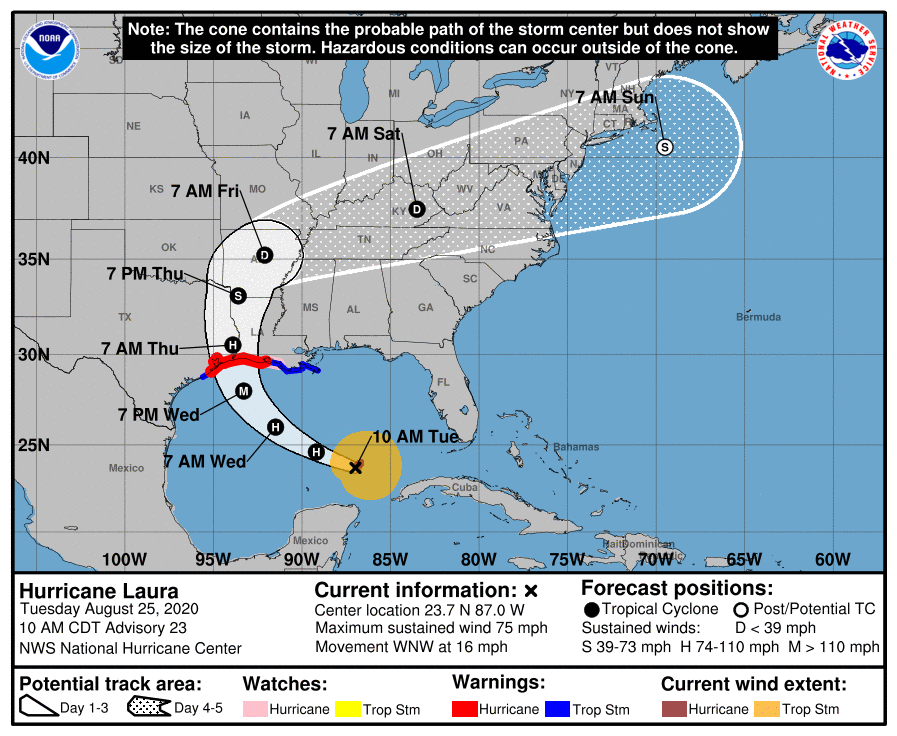 Hurricane Laura cone